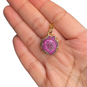 Pink Agate Pendant Necklace
