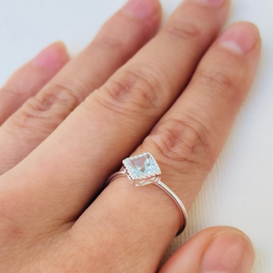 Square Blue Topaz Sterling Silver Ring