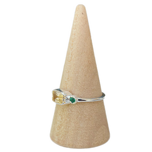 Citrine and Green CZ Sterling Silver Ring
