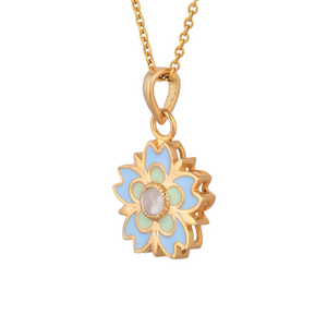 Flower Enamel & Moonstone Necklace