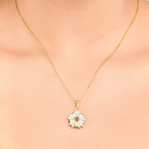 Flower Enamel & Moonstone Necklace