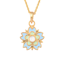 Flower Enamel & Moonstone Necklace