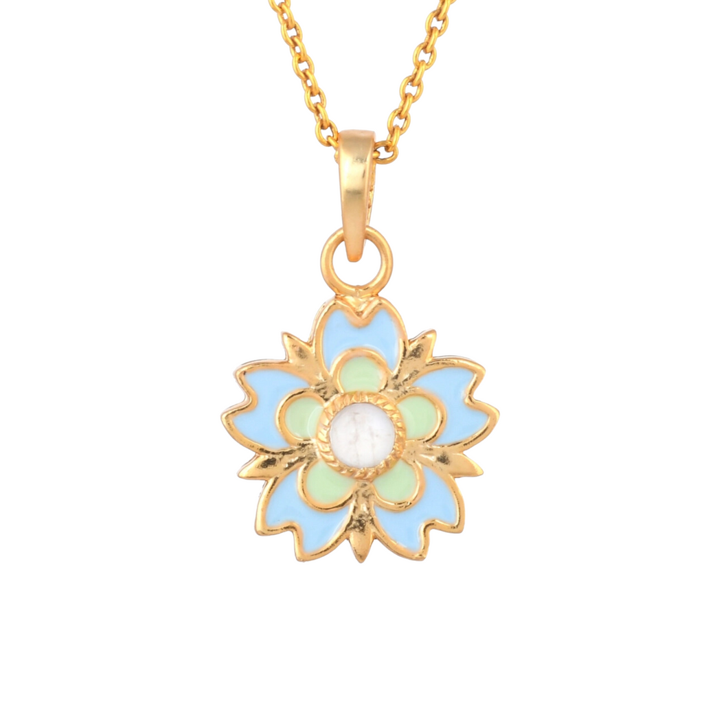 Flower Enamel & Moonstone Necklace