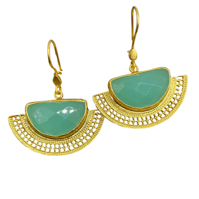 Aqua Chalcedony Dangle Earrings