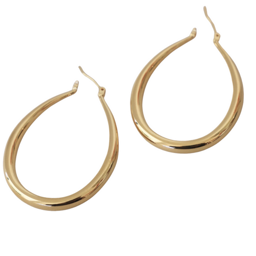 Gold Teardrop Hoop Earrings