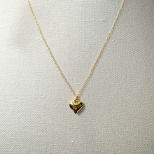 Gold Heart Puff Charm Necklace