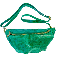 Green Croc Leather Belt Bag