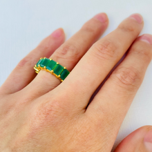 Green Onyx Emerald Cut Infinity Ring