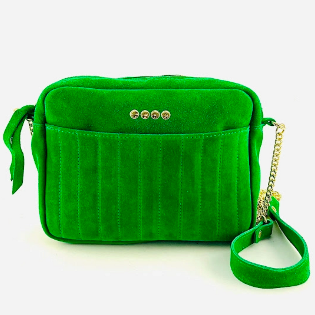 Green Suede Crossbody Handbag