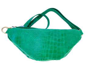 Green Croc Leather Belt Bag