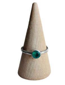 Green Onyx Segmented Sterling Silver Ring