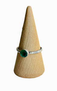 Green Onyx Segmented Sterling Silver Ring