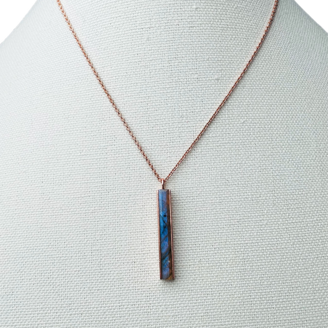 Labradorite Bar Pendant Necklace