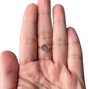 Labradorite 5-Prong Bezel Gold Ring
