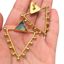 Labradorite Triangle and Dotted Earrings