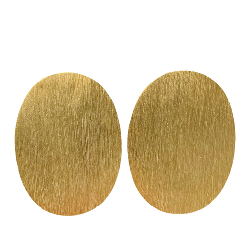 Large Oval Gold Hand-Brushed Earrings