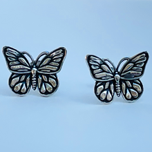 Monarch Butterfly Sterling Silver Stud Earrings