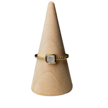 Small Square Moonstone and Zirconia Gold Ring