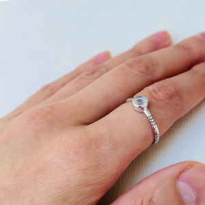 Moonstone Segmented Sterling Silver Ring