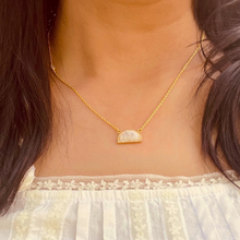 Moonstone Half-Moon Pendant Gold Necklace