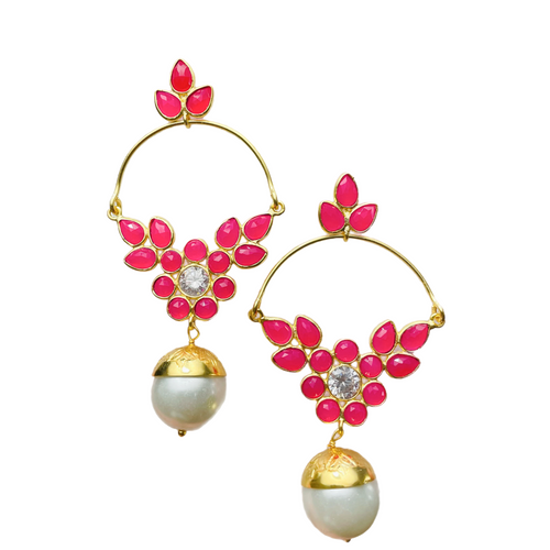 Pink Chalcedony Chandelier Earrings