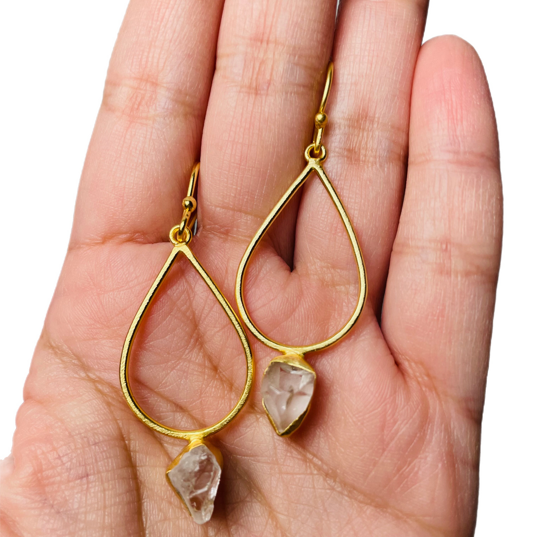 Raw Crystal Peardrop Earrings