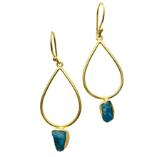 Raw Neon Apatite Teardrop Earrings