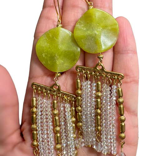 Green Serpentine Chandelier Earrings