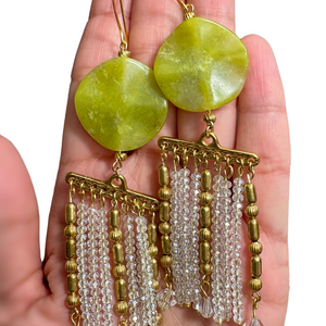 Green Serpentine Chandelier Earrings