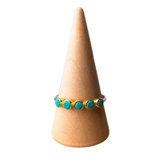 Turquoise Multi-Stone Two-Toned Ring