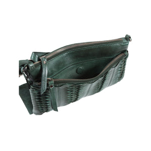 Hunter Green Twist and Stitch Leather Handbag