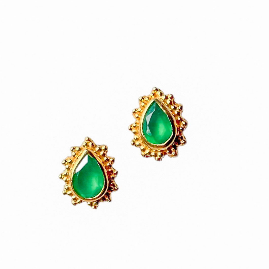 Tiny Green Onyx Stud Earrings