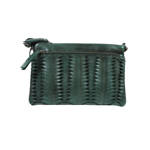 Hunter Green Twist and Stitch Leather Handbag