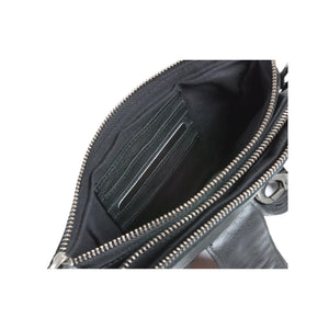 Black Woven Tab Leather Crossbody Handbag