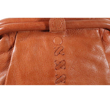 Burnt Orange Criss Cross Stitch Leather Wristlet/Crossbody Handbag