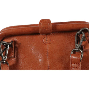 Burnt Orange Criss Cross Stitch Leather Wristlet/Crossbody Handbag