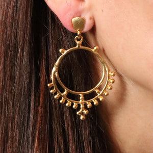 Gold Hand Dotted Hoop Earrings