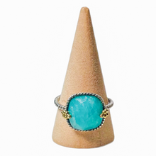 Blue Amazonite Brass and Sterling Ring