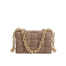 Taupe Woven Purse with Gold Chain