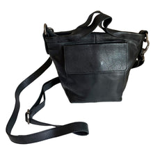 Black Leather Mini Top Handle Crossbody Handbag