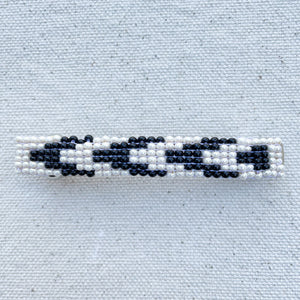 Ivory and Black Beaded Barrette