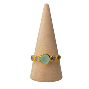 Chalcedony and Labradorite Gold Ring