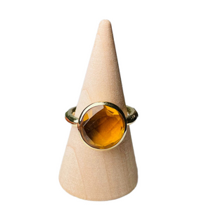 Large Faceted Citrine Gold Ring
