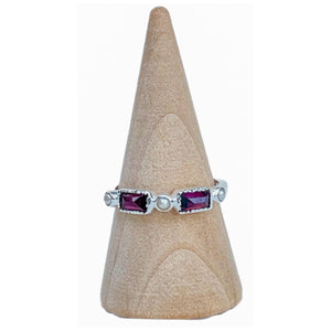 Garnet and Pearl Sterling Silver Ring