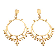 Gold Hand Dotted Hoop Earrings