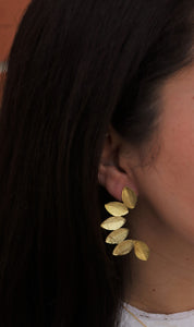 Gold Crescent Leaf Earrings