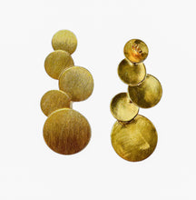 Gold Circles Hand Brushed Earrings