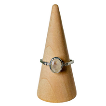 Oval Moonstone with Sectioned Sterling Silver Band Ring