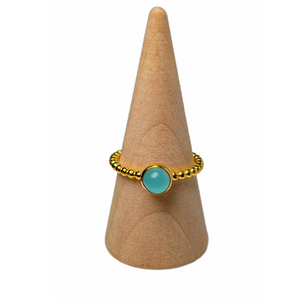 Sky Blue Chalcedony Dotted Band Ring