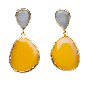 Yellow/Orange Teardrop Earrings